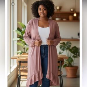 TORRID RUFFLED CRINKLE DUSTER. DUSTY ROSE SIZE 6x | 28-30 TORRID SIZE NWOT